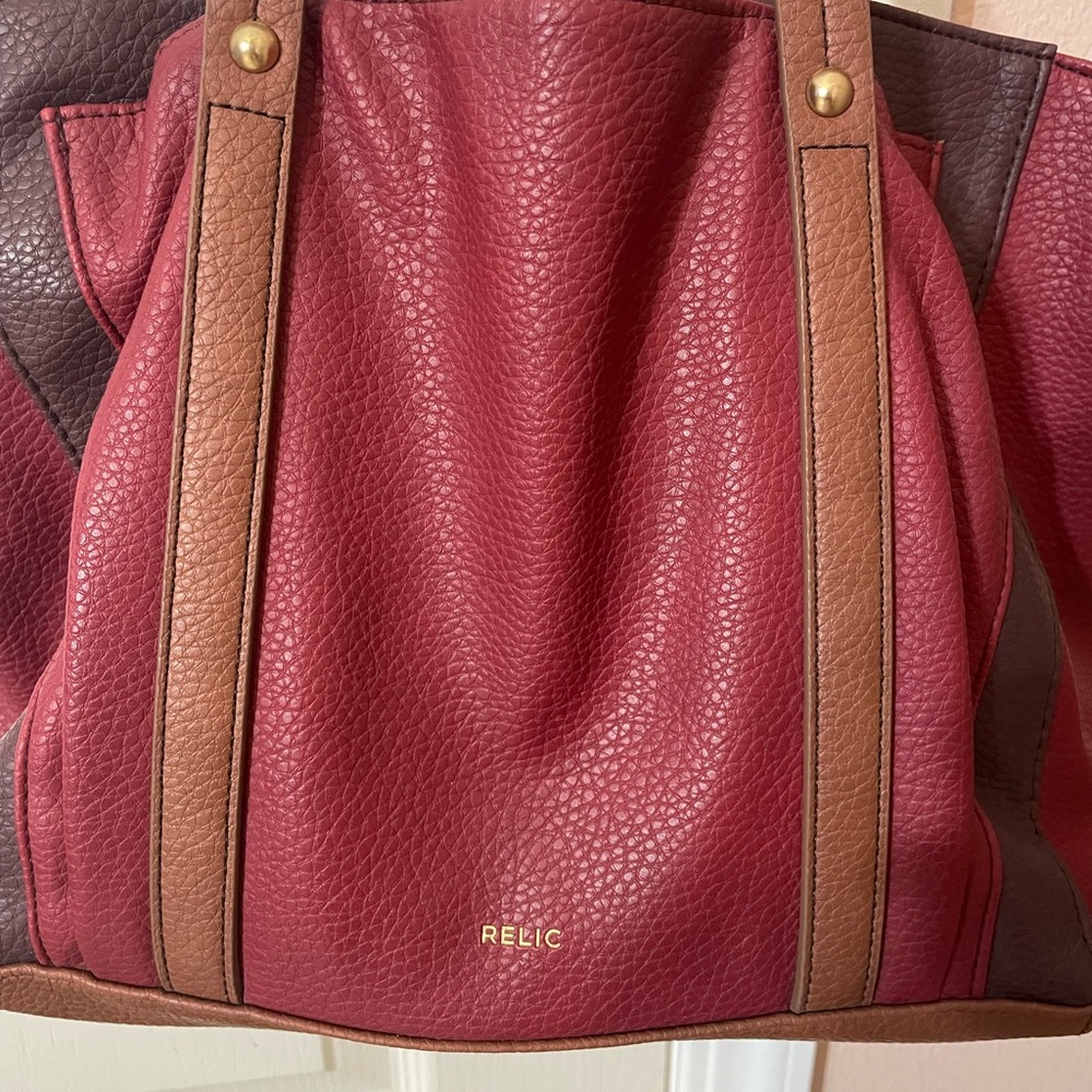 Relic Tote Bag Red Brown‎ Faux Leather Shoulder Bag Large Everyday Purse